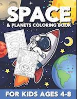 Space & Planets Coloring Book For Kids Ages 4-8