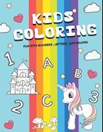 KIDS Coloring fun with numbers, letters, and shapes