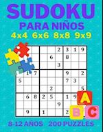 Sudoku para niños 4x4 6x6 8x8 9x9 8-12 años 200 Puzzles