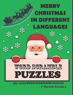 Merry Christmas in Different Languages Word Scramble Puzzles