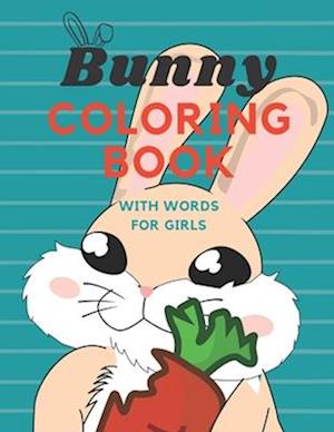 Bunny coloring book with words for girls