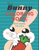 Bunny coloring book with words for girls