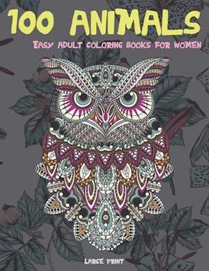 Easy Adult Coloring Books for Women Large Print - 100 Animals