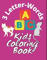 3 Letter-Words Kids Coloring Book