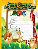 Animal Alphabet Coloring and Tracing: Ages 3+ ,Preschool to Kindergarten,Letter Tracing Practice 