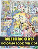 Awesome Cats Coloring Book For Kids