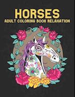 Relaxation Horses Adult Coloring Book