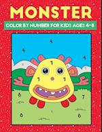 monster color by number for kids ages 4-8