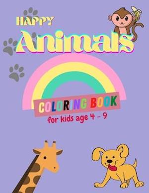 Happy Animal Coloring Book for kids ages 4-9