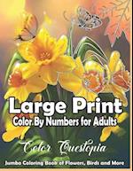 Large Print Color By Numbers for Adults: Jumbo Coloring Book Of Birds, Flowers and More: Simple Anti Anxiety Coloring Relaxation 