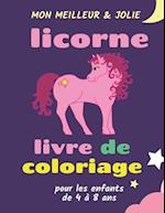 mon meilleur & jolie licorne livre de coloriage pour les enfants de 4 à 8 ans