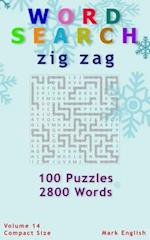 Word Search: Zig Zag, 100 Puzzles, 2800 Words, Volume 14, Compact 5"x8" Size 