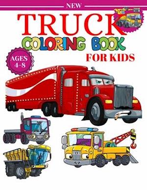 Truck Coloring Book For Kids Ages 4-8