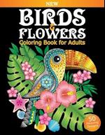 Birds & Flowers Coloring Book for Adults