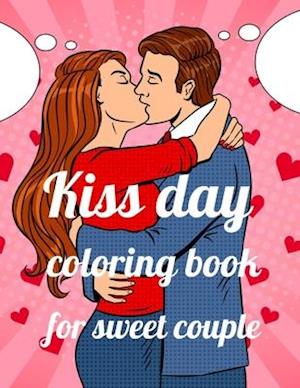 Kiss day coloring book for sweet couple