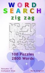 Word Search: Zig Zag, 100 Puzzles, 2800 Words, Volume 17, Compact 5"x8" Size 