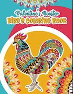 Valentine's Rooster Bird's Coloring Book