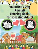 Valentine's Day Animals Coloring Book For Kids And Adults