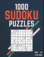 1000 Sudoku Puzzles: 1000 Easy to Extreme Sudoku Puzzles with Solutions | sudoku brain games large print | paperback game | suduko puzzle books for ad