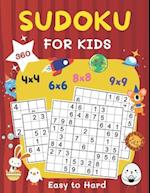360 Sudoku for Kids Easy to Hard: 4x4, 6x6, 8x8 & 9x9 Sudoku Puzzles Book for Kids Ages 6-8 & 8-12 with Solution | Large Print 