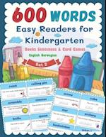 600 Words Easy Readers for Kindergarten Books Sentences & Card Games English Norwegian Set 2