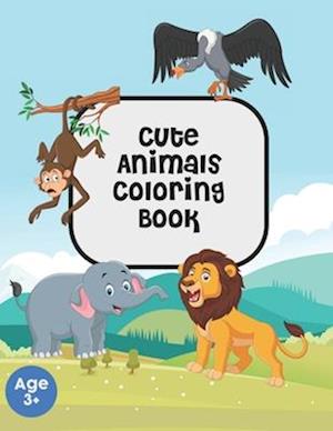 Cute Animals Coloring Book: Kids Coloring book, Cute 76 animals to color and learn, Best for kids age 3 or above