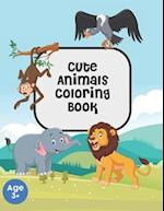 Cute Animals Coloring Book: Kids Coloring book, Cute 76 animals to color and learn, Best for kids age 3 or above 