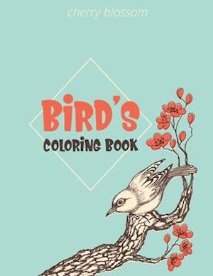 Cherry Blossom Birds Coloring Book