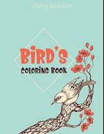 Cherry Blossom Birds Coloring Book