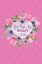 You Make My Heart Bloom: Pretty Floral Rose Watercolor Heart 