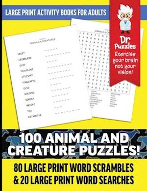 Dr. Puzzles Animals and Creatures Large Print Activity Book for Adults