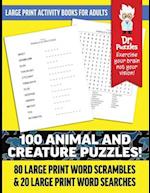 Dr. Puzzles Animals and Creatures Large Print Activity Book for Adults