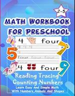 Math Workbook for Preschool Reading Tracing Counting Numbers