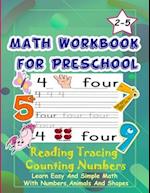 Math Workbook for Preschool Reading Tracing Counting Numbers