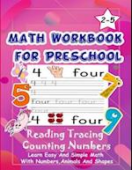 Math Workbook for Preschool Reading Tracing Counting Numbers