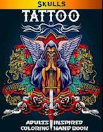 Skulls Tattoo Adults Inspired Coloring Hand Book