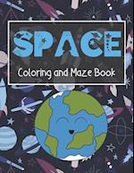 Space Coloring and Maze Book