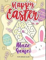 Happy Easter Maze Games: Maze Puzzles Activity Book for Kids 4-8 
