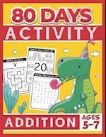 80 Days Activity Addition for Kids Ages 5-7