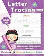 Letters Tracing practice for Girls Preschoolers Ages