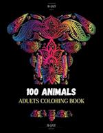 100 Animals Adult Coloring Book