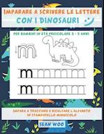 Imparare a scrivere le lettere con i dinosauri per bambini in età prescolare 3 - 5 anni