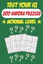 Test Your IQ: 200 Sudoku Puzzles - Normal Level: 102 Pages Book Sudoku Puzzles - Tons of Fun for your Brain! 