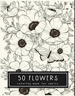 50 Flowers Coloring Book For Adults