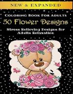 50 Flower Designs - Adult Coloring Book