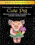 Cute Pig - Adult Coloring Book