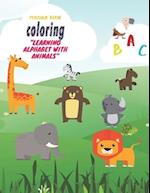 Toddler coloring book "Learning alphabet with animals"