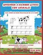 Aprender a escribir letras con animales para niños en edad preescolar de 3 a 5 años