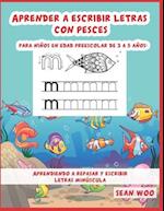 Aprender a escribir letras con pesces para niños en edad preescolar de 3 a 5 años