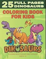 Dinosaurs Coloring Book For Kids Ages 4- 8